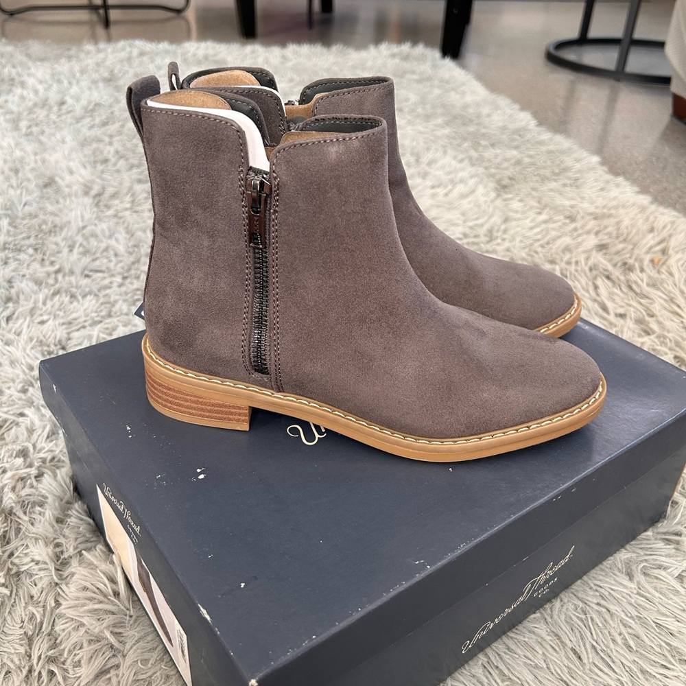 Gray Suede Ankle Boots